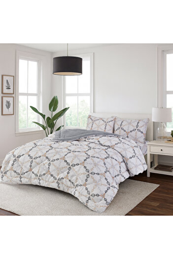 Eyüpoğlu Double Gray 57 Thread Luxury Double Sided Welsoft Cotton Silicone Quilt 195X215