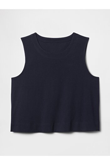 GAP Kadın Lacivert Organik Pamuk Heavyweight Crop Bluz