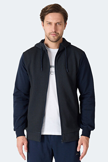 Slazenger Flame Men's Hooded Navy Blue Sweatshirt with Pockets