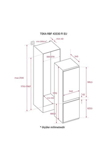 Teka Rbf 43330 Fı Eu 242 Lt. No Frost Ankastre Buzdolabı