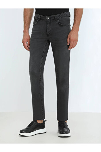 Kip Dark Gray Super Slm Fit Denim Cotton Blended Trousers