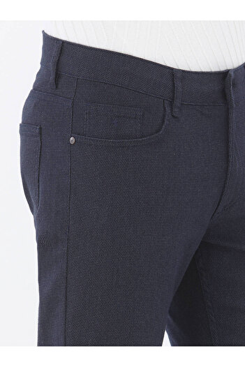 Kip Μπλε Navy Woven Slim Fit Casual Παντελόνι από Βαμβακερό Μείγμα