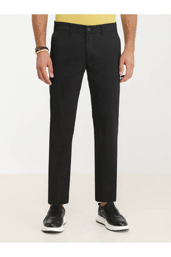 Kip Casual Slim Fit Black Cotton Blend Pants