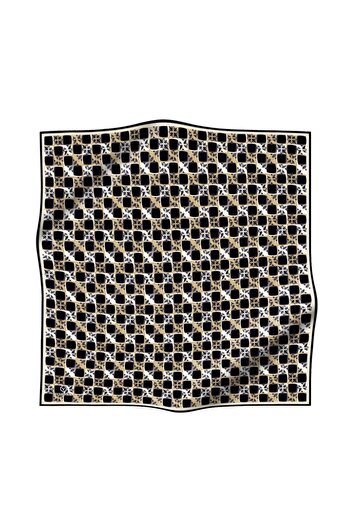 Vissona %100 Twill İpek Geometrik Desenli Siyah - Bej Renkli 90x90 Eşarp Dikim Şekli : El Dikişi