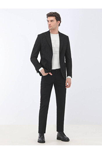 Kip Modern Fit Black Striped Jacket
