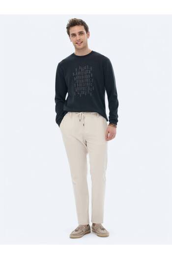 Kip Printed Black Sweatshirt - Crew Neck