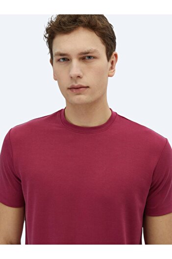 Kip Mürdüm Düz Bisiklet Yaka T-Shirt