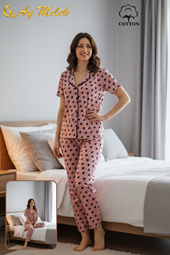 AYMELEK Set de pijamale pentru femei Ring Viscone Set cămașă și pijama cu textura de bambus