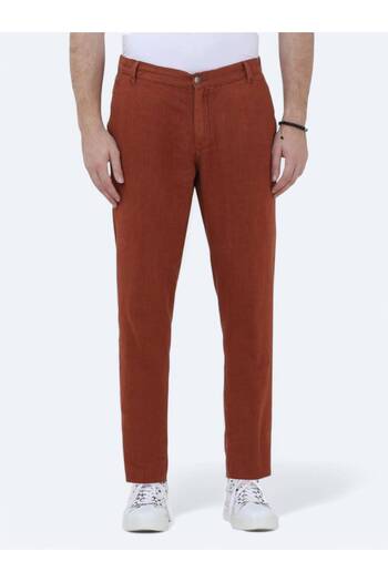 Kip Tile Woven Jogging Fit Casual 100% Linen Trousers