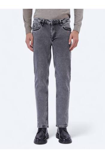 Kip Anthracite Loose Fit Denim Cotton Blended Trousers
