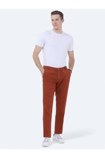 Kip Tile Woven Jogging Fit Casual 100% Linen Trousers