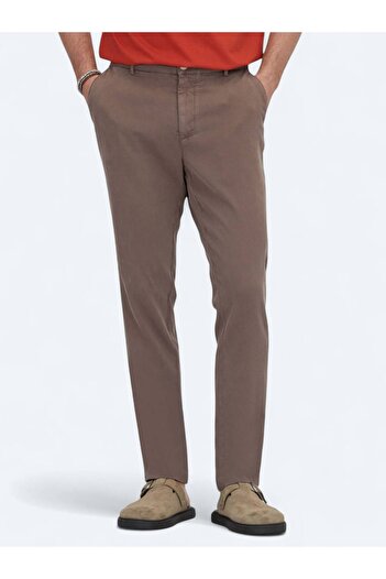 Kip Brown Woven Jogging Fit Casual Cotton Blended Trousers