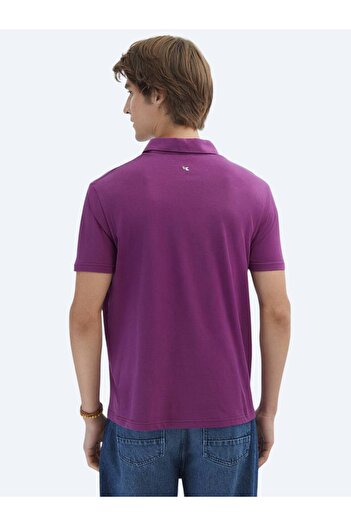 Kip Mürdüm Düz Polo Yaka %100 Pamuk T-Shirt