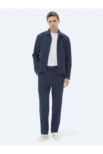 Kip Navy Blue Modern Fit Cotton Suit