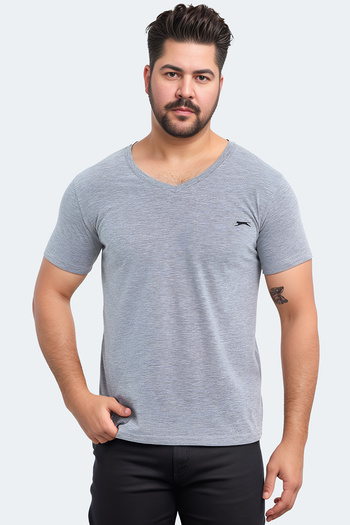 Slazenger Ανδρικό μπλουζάκι πόλο Sargon Plus Size σε γκρι χρώμα