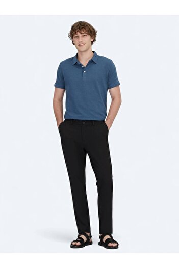 Kip Navy Blue Polo Neck 100% Cotton T-Shirt