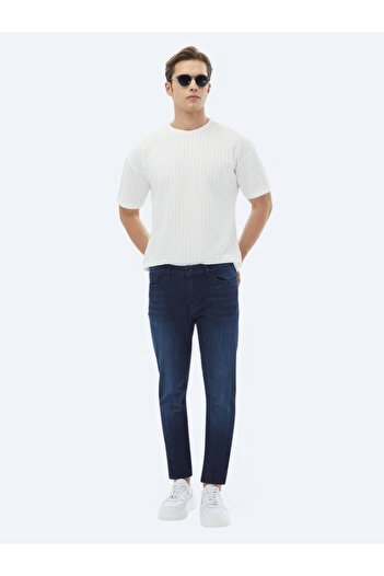 Kip Παντελόνι με βαμβακερό μείγμα τζιν Navy Blue Slim Fit