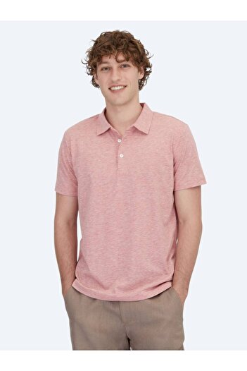 Kip Red Polo Neck Cotton Blend T-Shirt