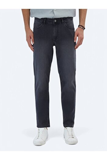 Kip Anthracite Slim Fit Denim Cotton Blended Trousers