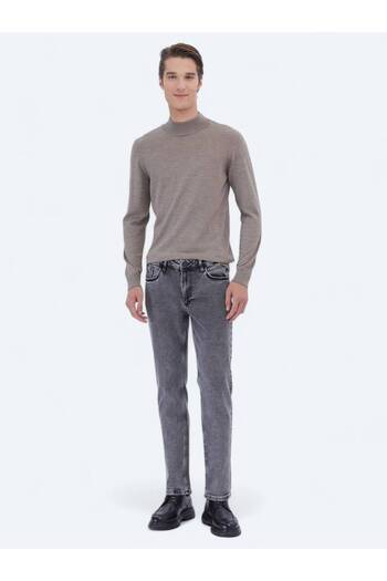 Kip Anthracite Loose Fit Denim Cotton Blended Trousers