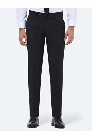 Kip Black Straight Woven Slim Fit Classic Wool Blended Pants