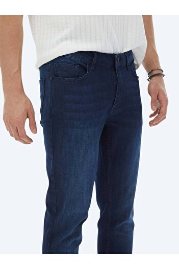 Kip Παντελόνι με βαμβακερό μείγμα τζιν Navy Blue Slim Fit