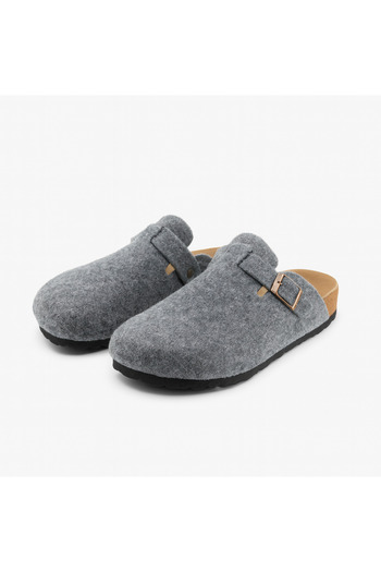 Shoebuo Women's Cork Sole Felt Comfort Model Winter Closed-Front Felt Sabo Daily Comfortable Home Dowry Slippers