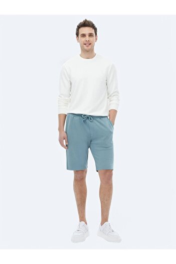 Kip Bermude casual tricotate uni albastre