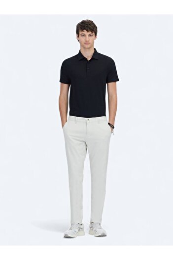 Kip Παντελόνι Casual Cotton Blend με πέτρινο ίσιο υφαντό Jogging Fit