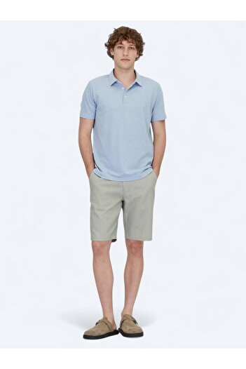 Kip Light Blue Polo Neck Cotton Blended T-Shirt