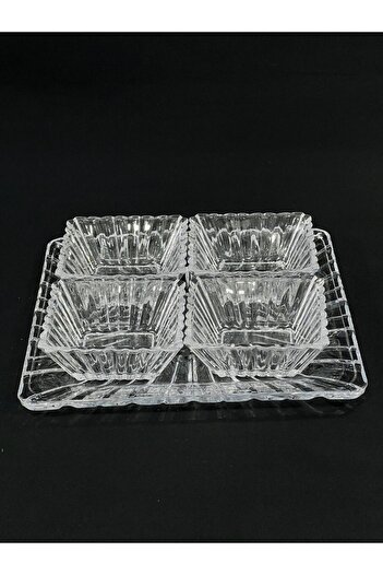 isra kristal Crystal Look Glass 5-Piece Breakfast Set – Stylish Presentation and Snack Bowl