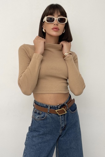 New Now Alicia Fisherman Neck Long Sleeve Camisole Sweater