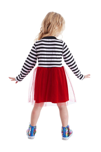 Denokids Red Girl's New Year's Kokoş Dress