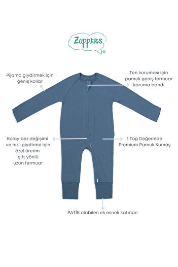 Zuppers 1 Tog Sleeping Bag with Children's Booties - Indigo