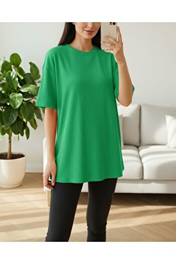 Modamorfo T-Shirt Crew Neck Twill Slit - Πράσινο