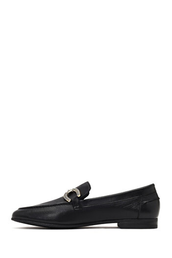 Derimod Women's Black Buckle Leather Winter Loafer Shoes 25Afd380318