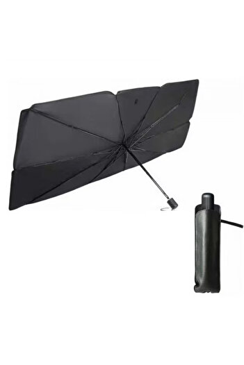 TEHNOSHOP Foldable car sunshade 140x80cm, black, sun protection