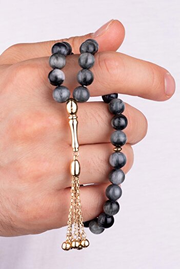 So CHIC... Eagle Eye Stone 14 Carat Gold Rosary