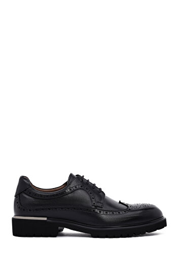 Derimod Men's Black Lace-Up Thick Soled Leather Casual Shoes 25Wfd605818