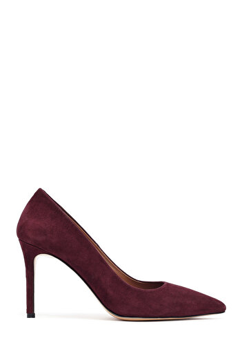 Derimod Women's Burgundy Thin Heeled Suede Leather Stiletto,High Heel Shoes 25Afd130610