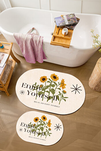 Homefesto Special Design, Non-Slip Base, Thin, Washable, Modern Bathroom Mat Set - 60x100 cm & 40x60 cm