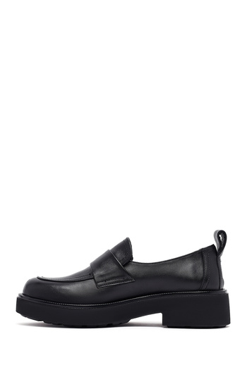 Derimod Women's Black Leather Masculine Winter Loafer Shoes 25Afd201718