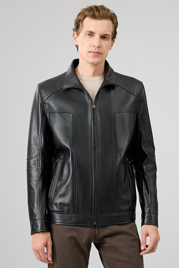 Derimod Alfred Men's Black Leather Coat 25Wge65791M