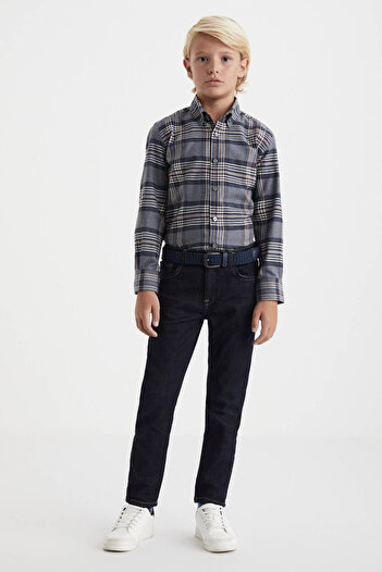 Hemington Kaşmir Karışım Kışlık Kalın Lacivert Çocuk Denim Pantolon