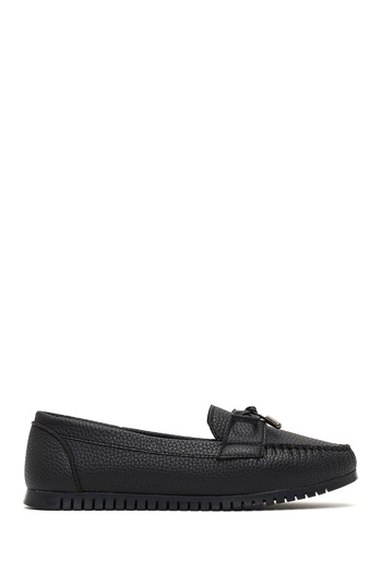 Derimod Women's Black Buckle Winter Loafer Shoes 25Afe1451Ft