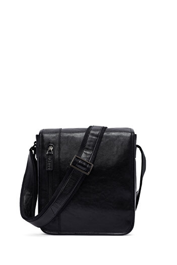 Derimod Men's Black Long Strap Leather Messenger Bag 25Sbd3016Ft