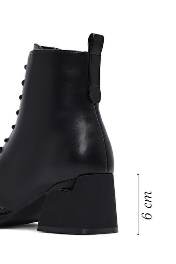 Derimod Women's Black Zippered Thick Heeled Boots 25Wfe400818