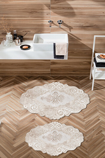 Homefesto Special Design, Non-Slip Base, Thin, Washable, Modern Bathroom Mat Set - 60x100 cm & 40x60 cm