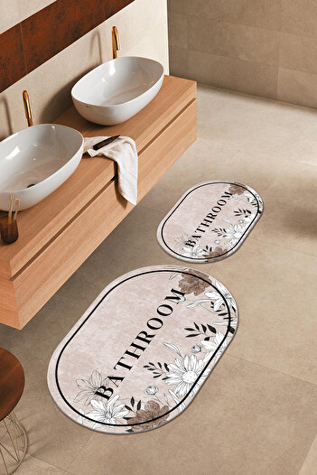 Homefesto Special Design, Non-Slip Base, Thin, Washable, Modern Bathroom Mat Set - 60x100 cm & 40x60 cm