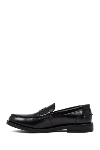 Derimod Men's Black Leather Casual Winter Loafer Shoes 25Wfd724622